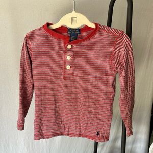 Polo Ralph Lauren Red Striped Longsleeve Henley Top / Size 3T